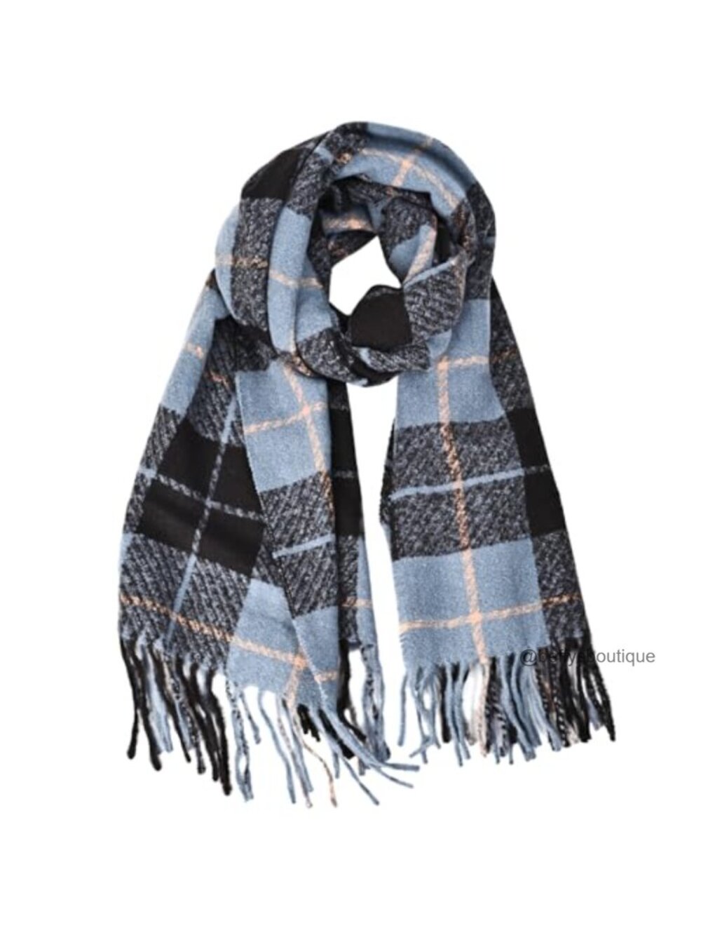 Cashmere Feel Oversized Plaid Scarf with Tassels Blanket Wrap Shawl